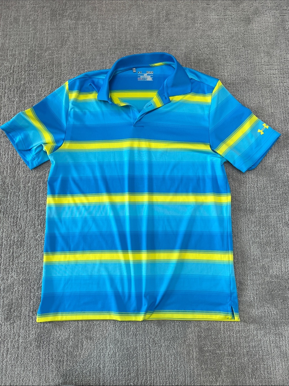 Under Armour Men’s Turquoise & Yellow Striped Polo